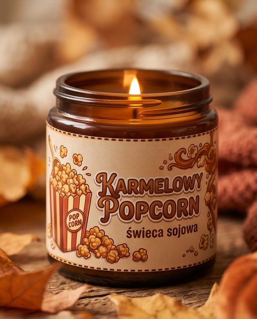 "Karmelowy Popcorn" - Świeca sojowa 120ml