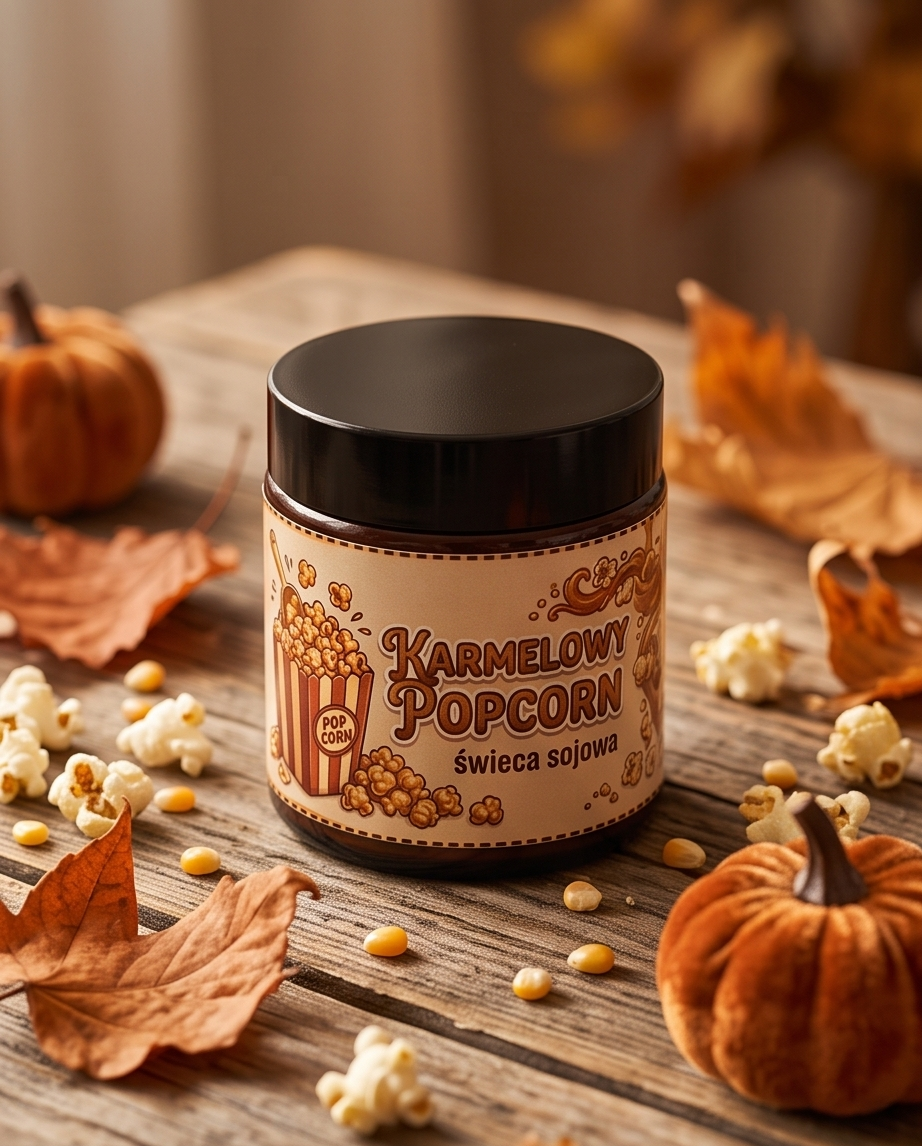 "Karmelowy Popcorn" - Świeca sojowa 120ml