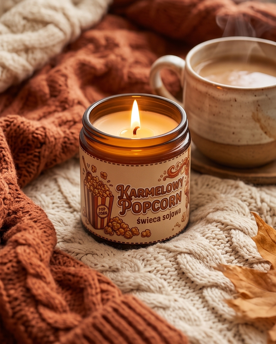 "Karmelowy Popcorn" - Świeca sojowa 120ml