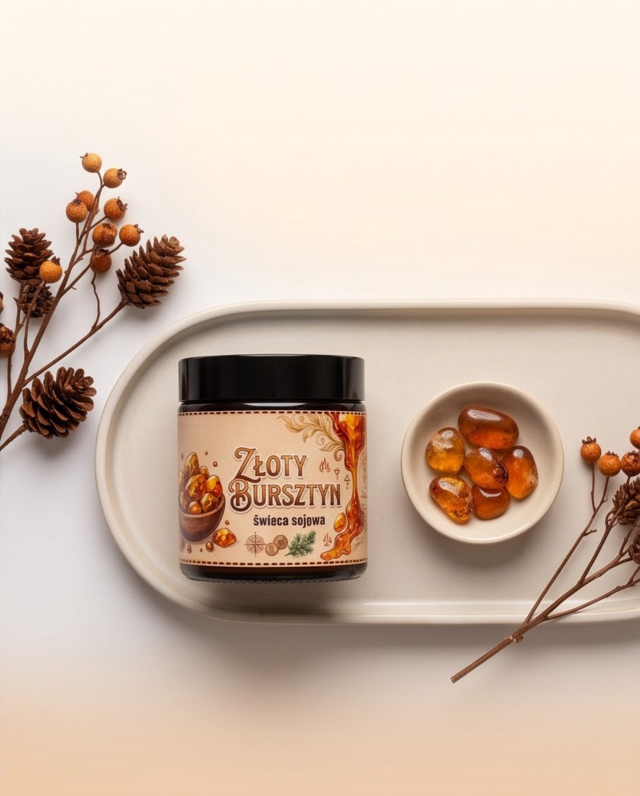 "Złoty Bursztyn" - Świeca sojowa 120ml